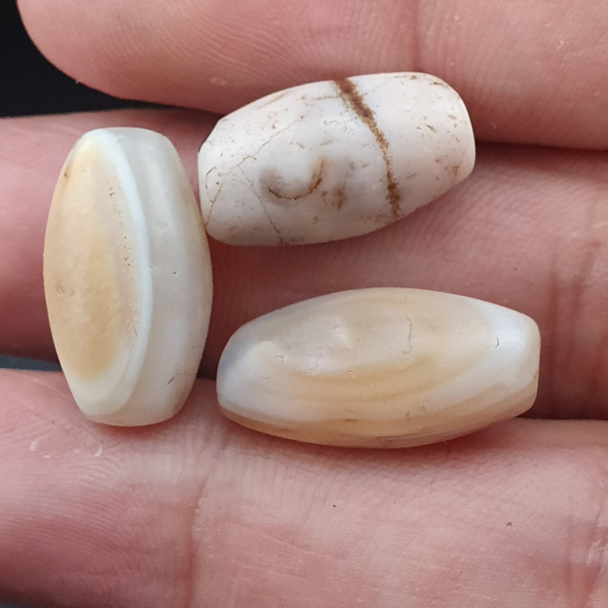 Old Ancient Eye Suleimani Agate Beads Set of 3 Amulets