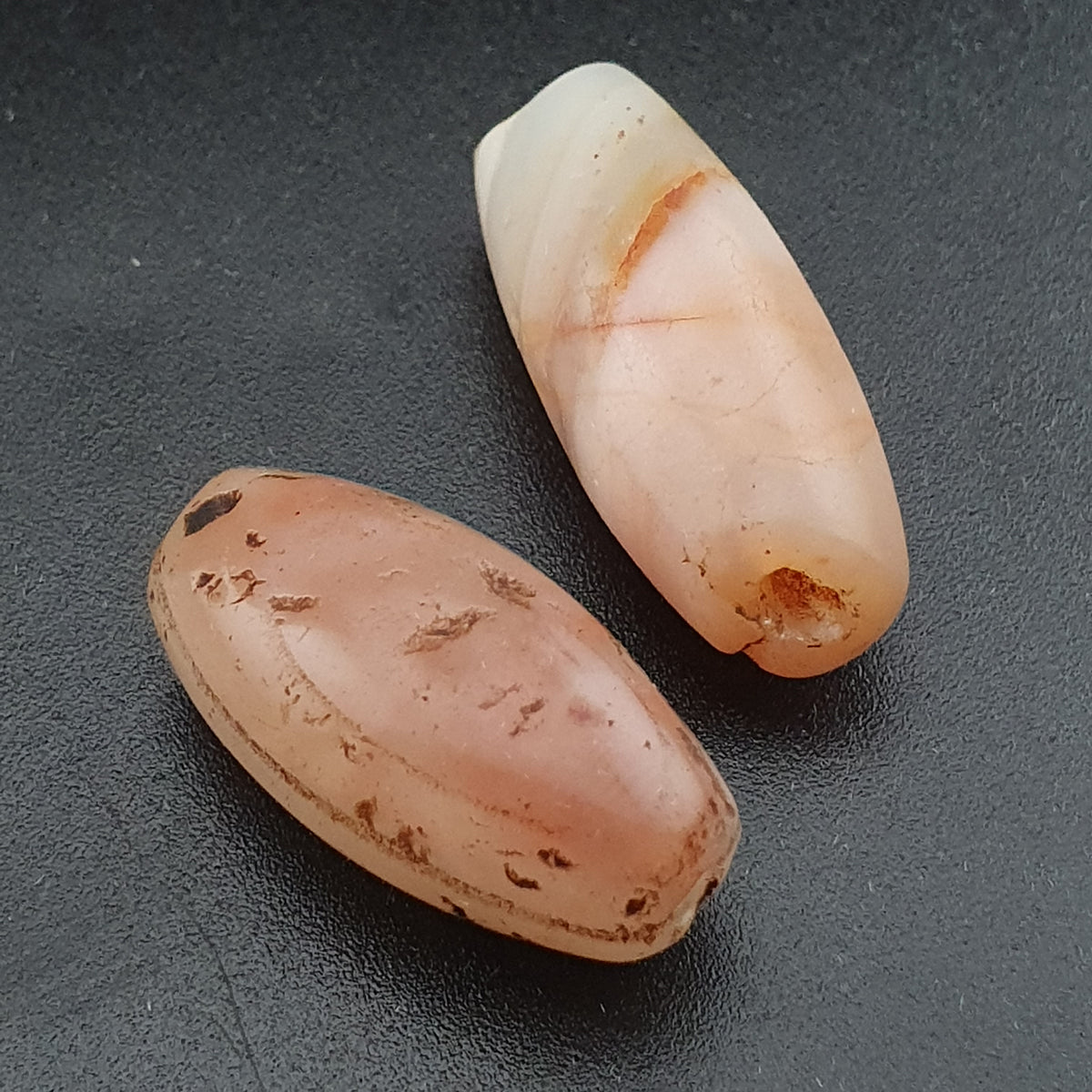 Lot of 2 Rare Ancient Reddish Suliemani Eye Pattern Agate Beads