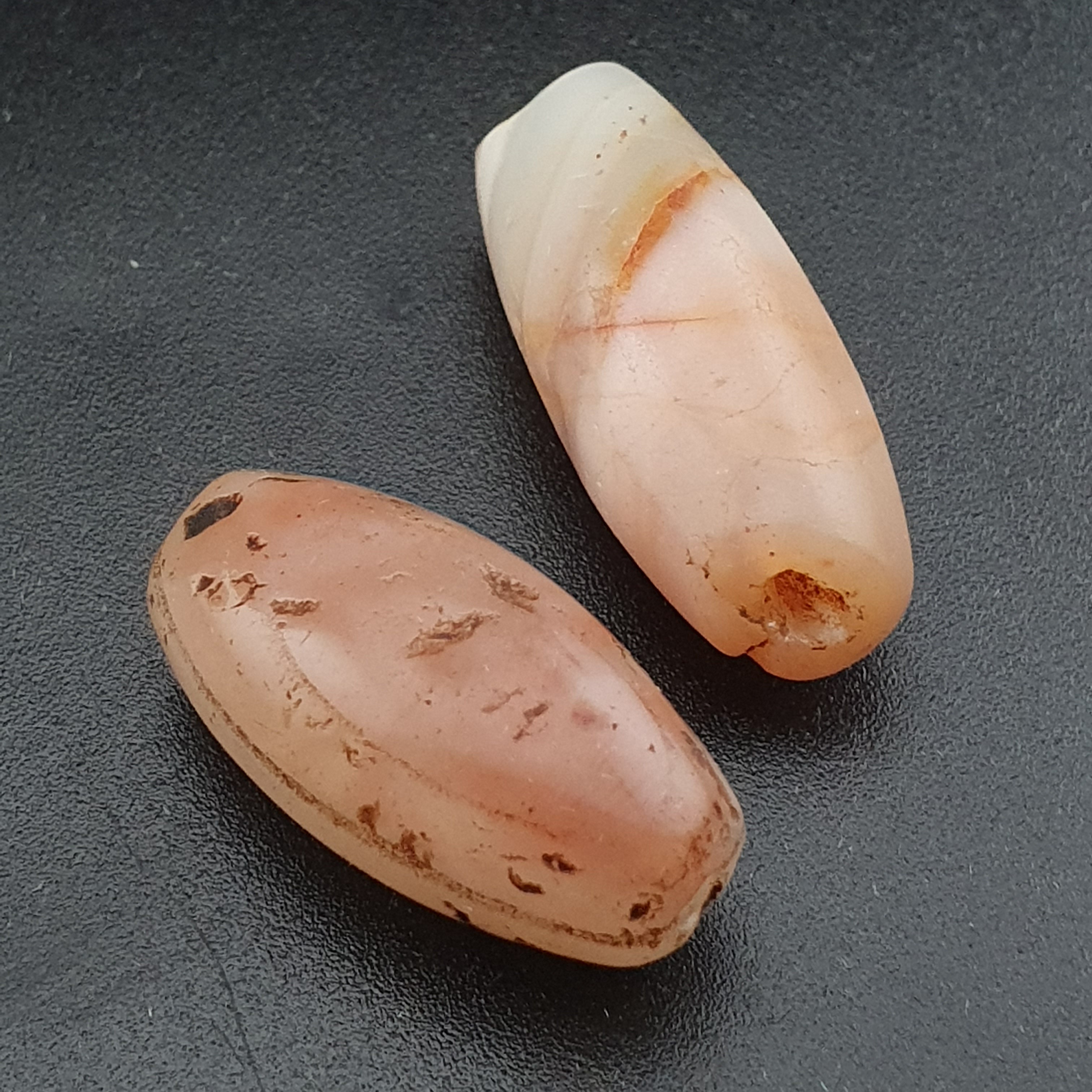 Lot of 2 Rare Ancient Reddish Suliemani Eye Pattern Agate Beads