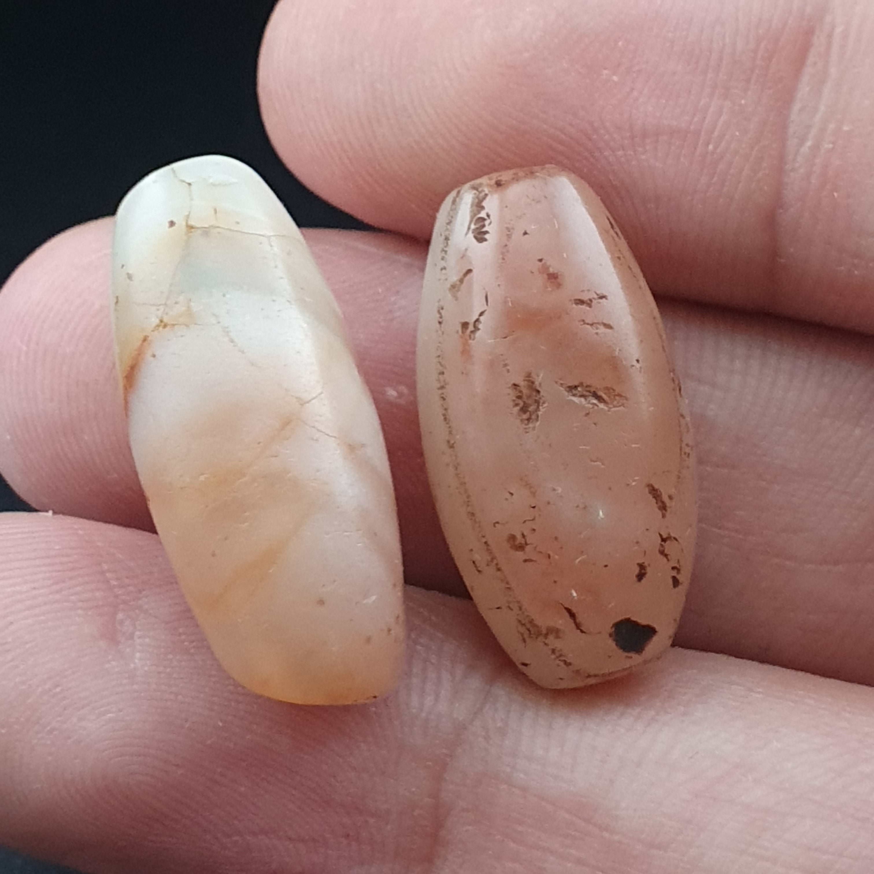 Lot of 2 Rare Ancient Reddish Suliemani Eye Pattern Agate Beads