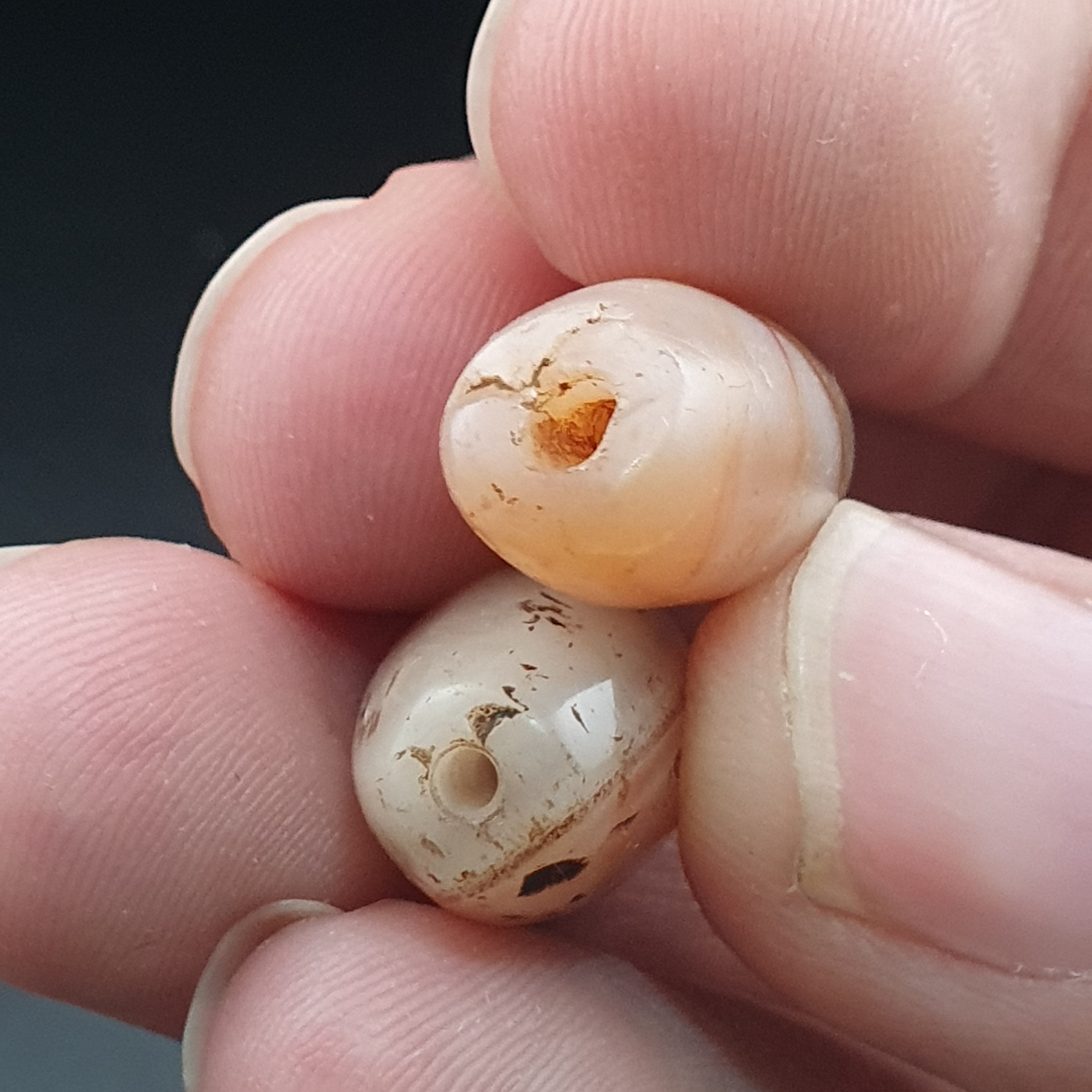 Lot of 2 Rare Ancient Reddish Suliemani Eye Pattern Agate Beads