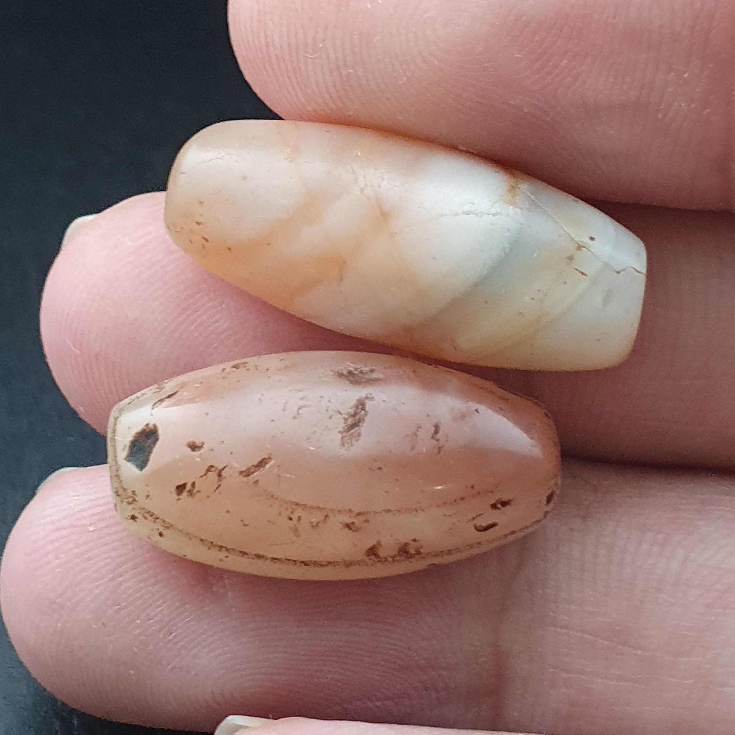 Lot of 2 Rare Ancient Reddish Suliemani Eye Pattern Agate Beads