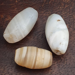 Anceint Natrual Stripes Pattern Suleimani Agate Bead Lot of 3