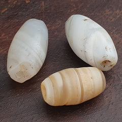Anceint Natrual Stripes Pattern Suleimani Agate Bead Lot of 3