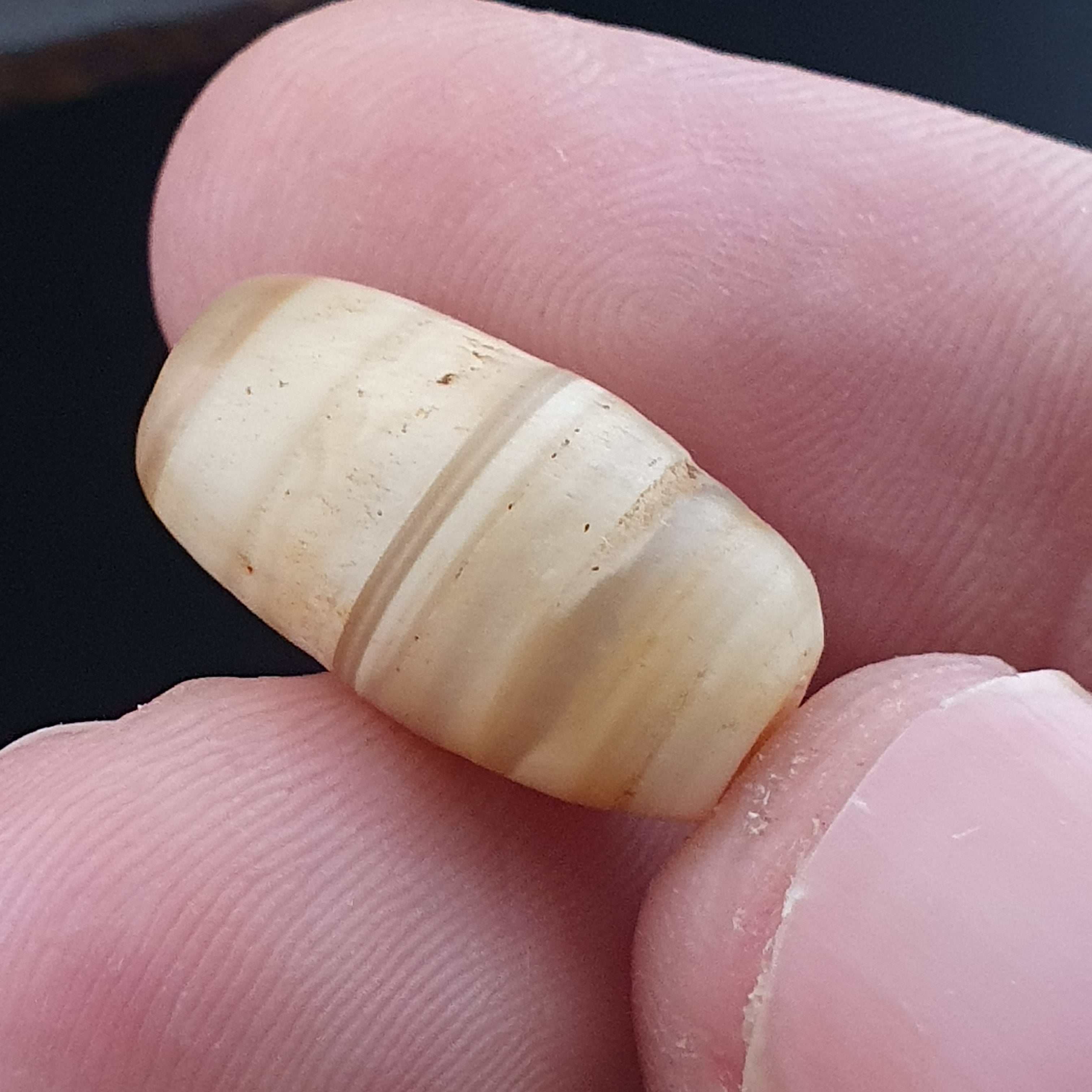 Anceint Natrual Stripes Pattern Suleimani Agate Bead Lot of 3