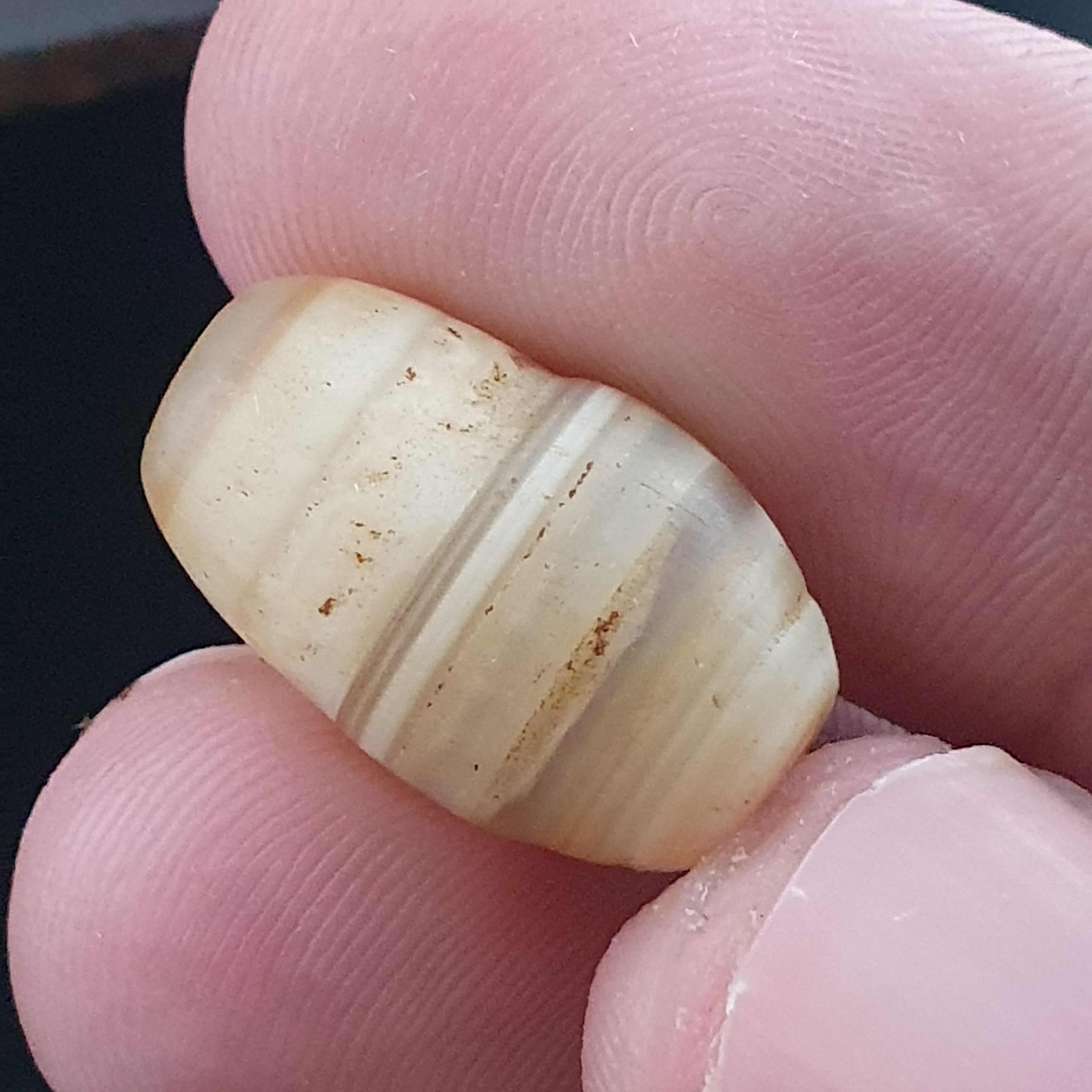 Anceint Natrual Stripes Pattern Suleimani Agate Bead Lot of 3