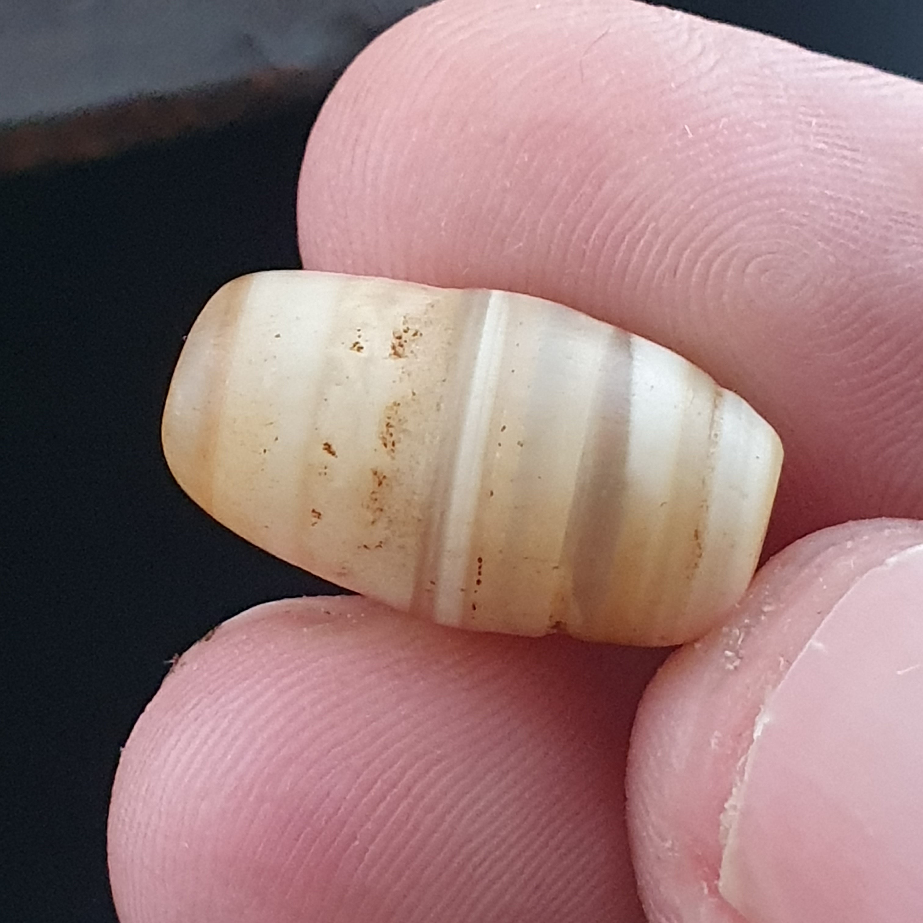 Anceint Natrual Stripes Pattern Suleimani Agate Bead Lot of 3