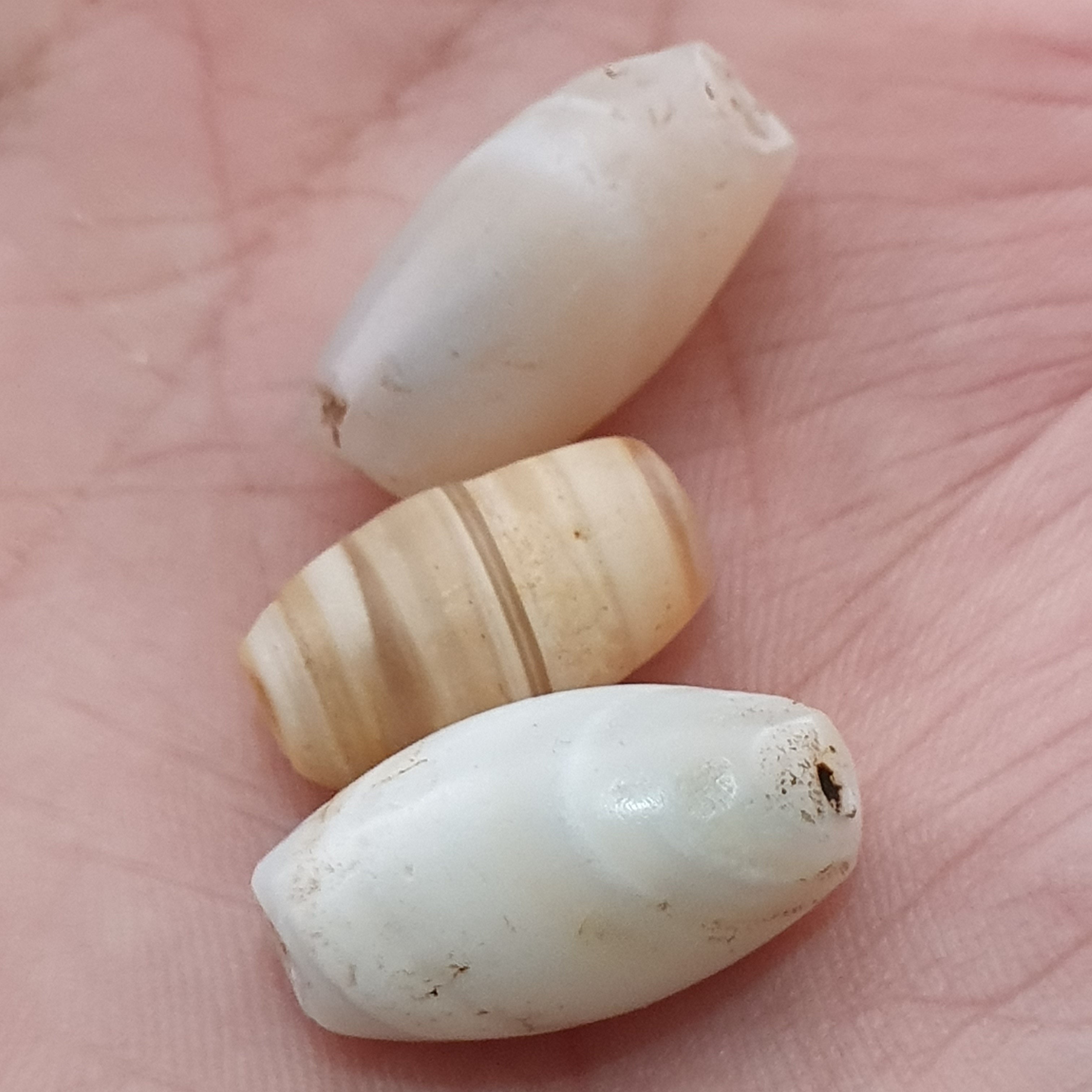 Anceint Natrual Stripes Pattern Suleimani Agate Bead Lot of 3