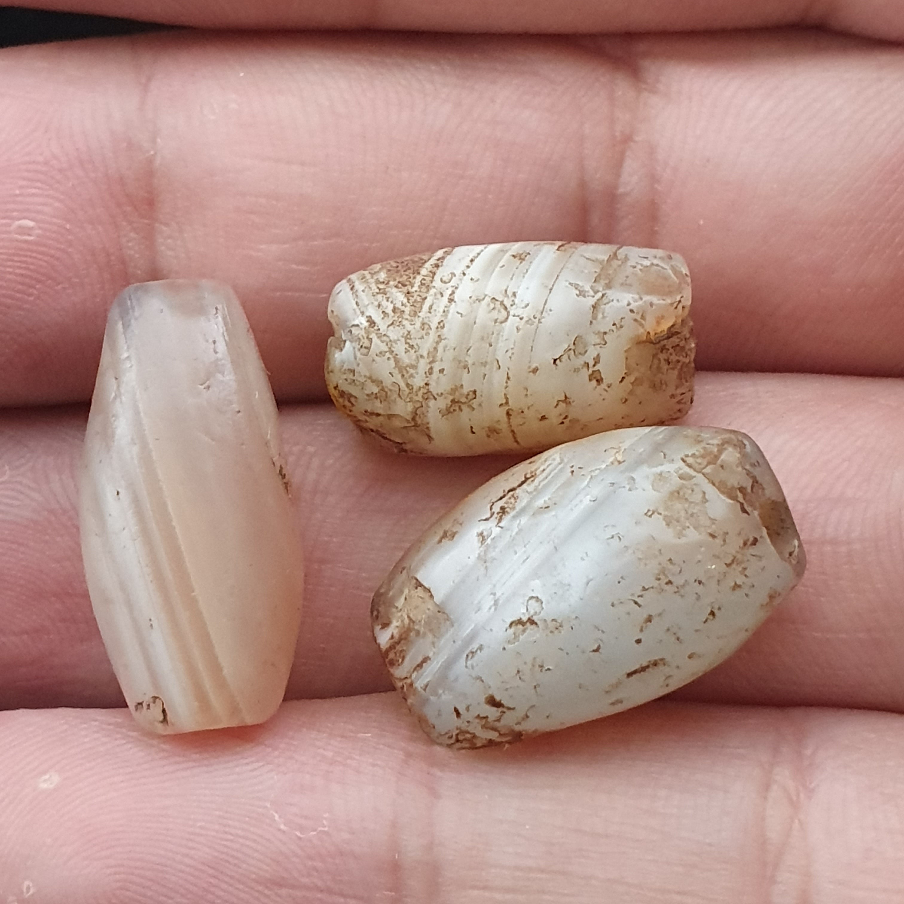 Rare Ancient Natural Eye Suleimani Agate Bead 3 pcs Lot