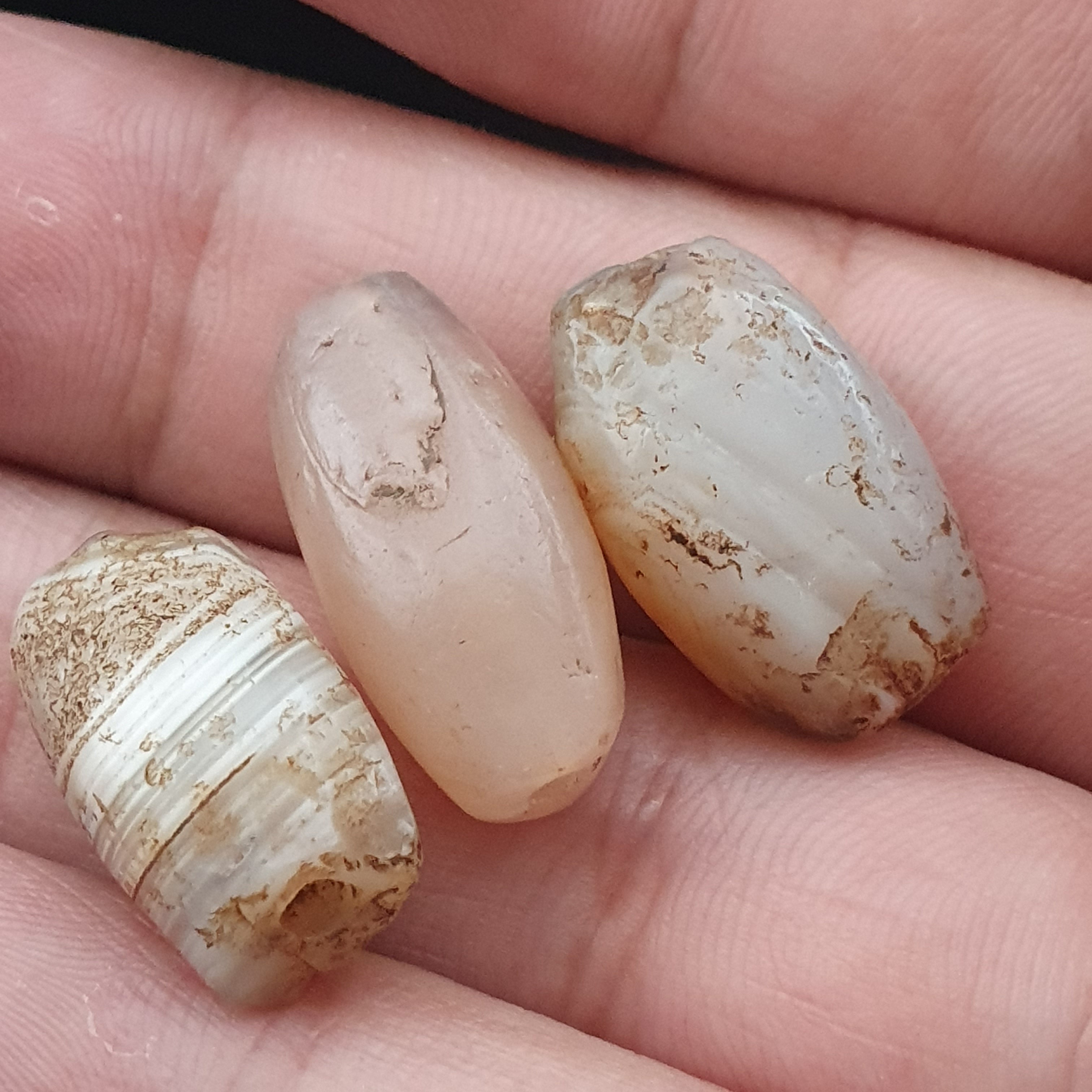 Rare Ancient Natural Eye Suleimani Agate Bead 3 pcs Lot