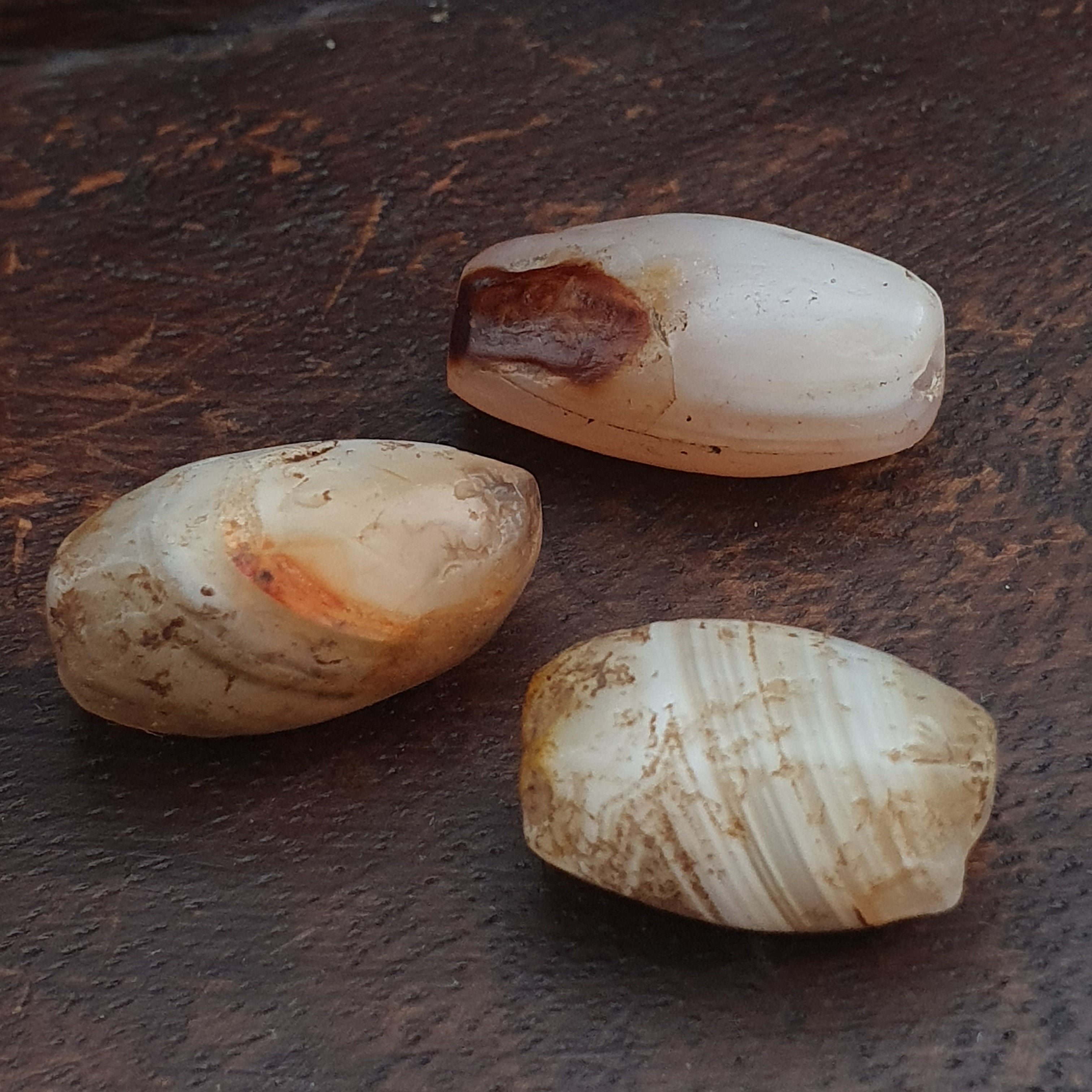 Rare Ancient Natural Eye Suleimani Agate Bead 3 pcs Lot