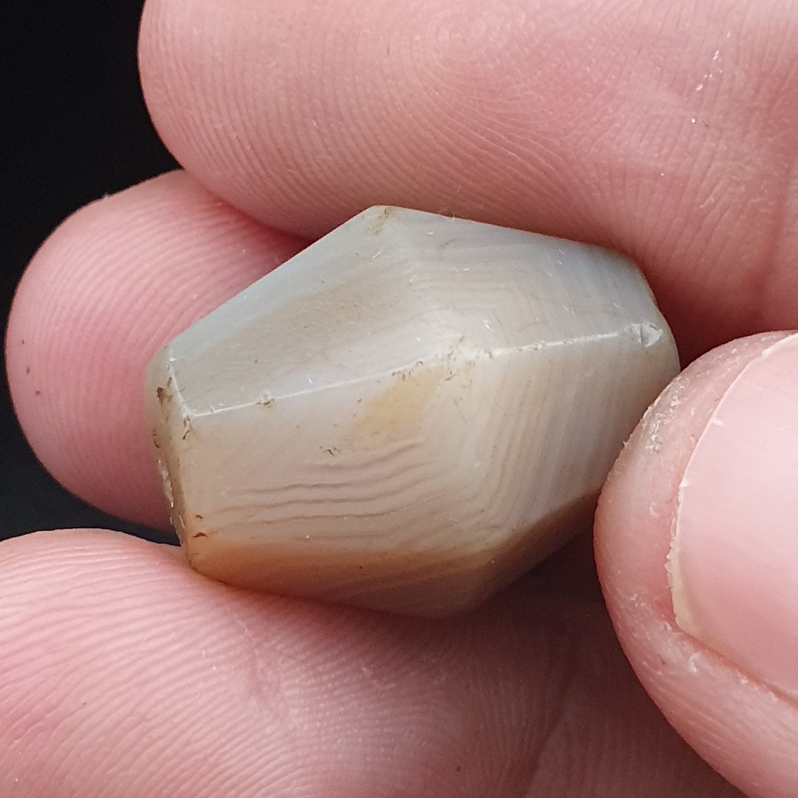 Ancient Natural Eye Pattern Suliemani Gray Agate Bead Amulet