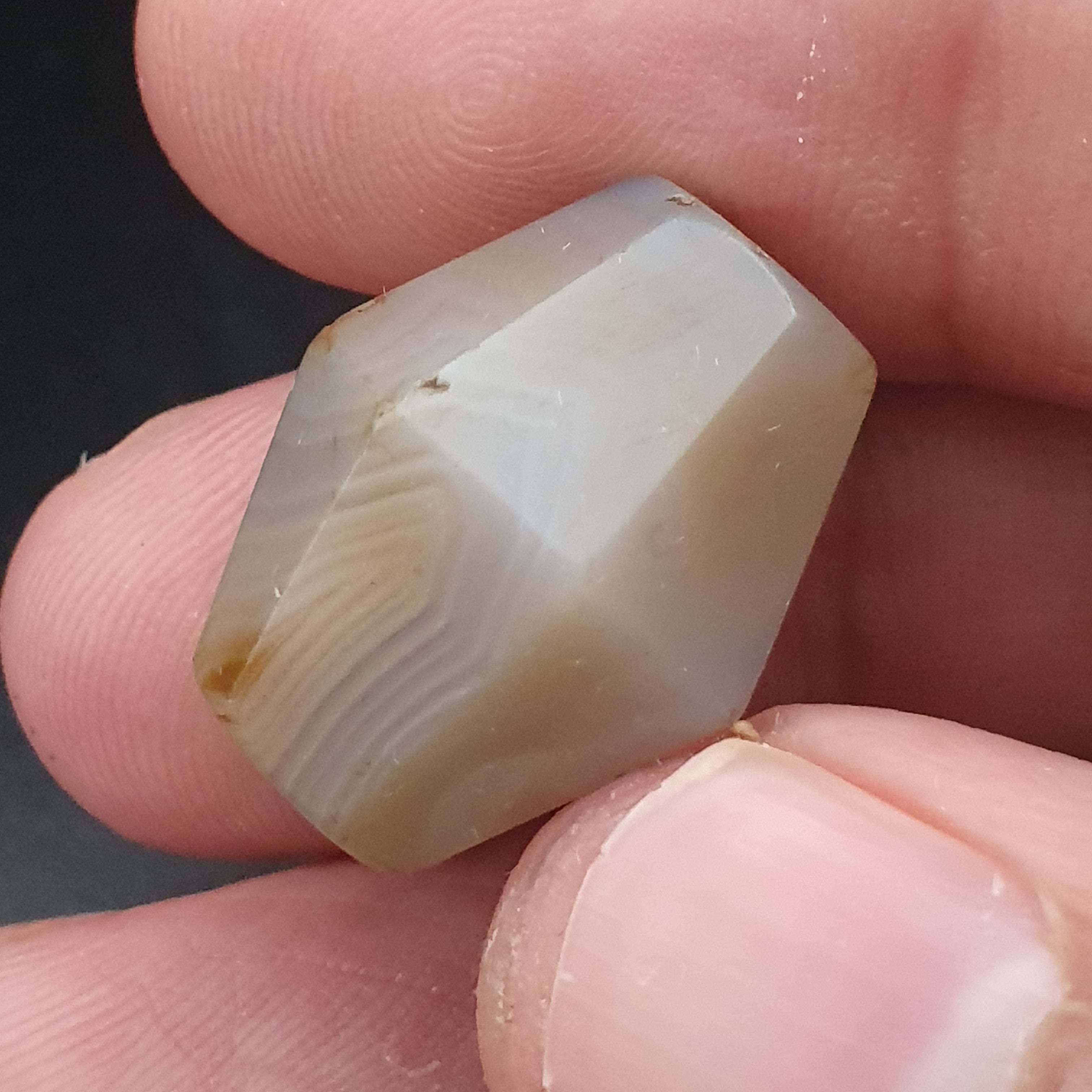 Ancient Natural Eye Pattern Suliemani Gray Agate Bead Amulet