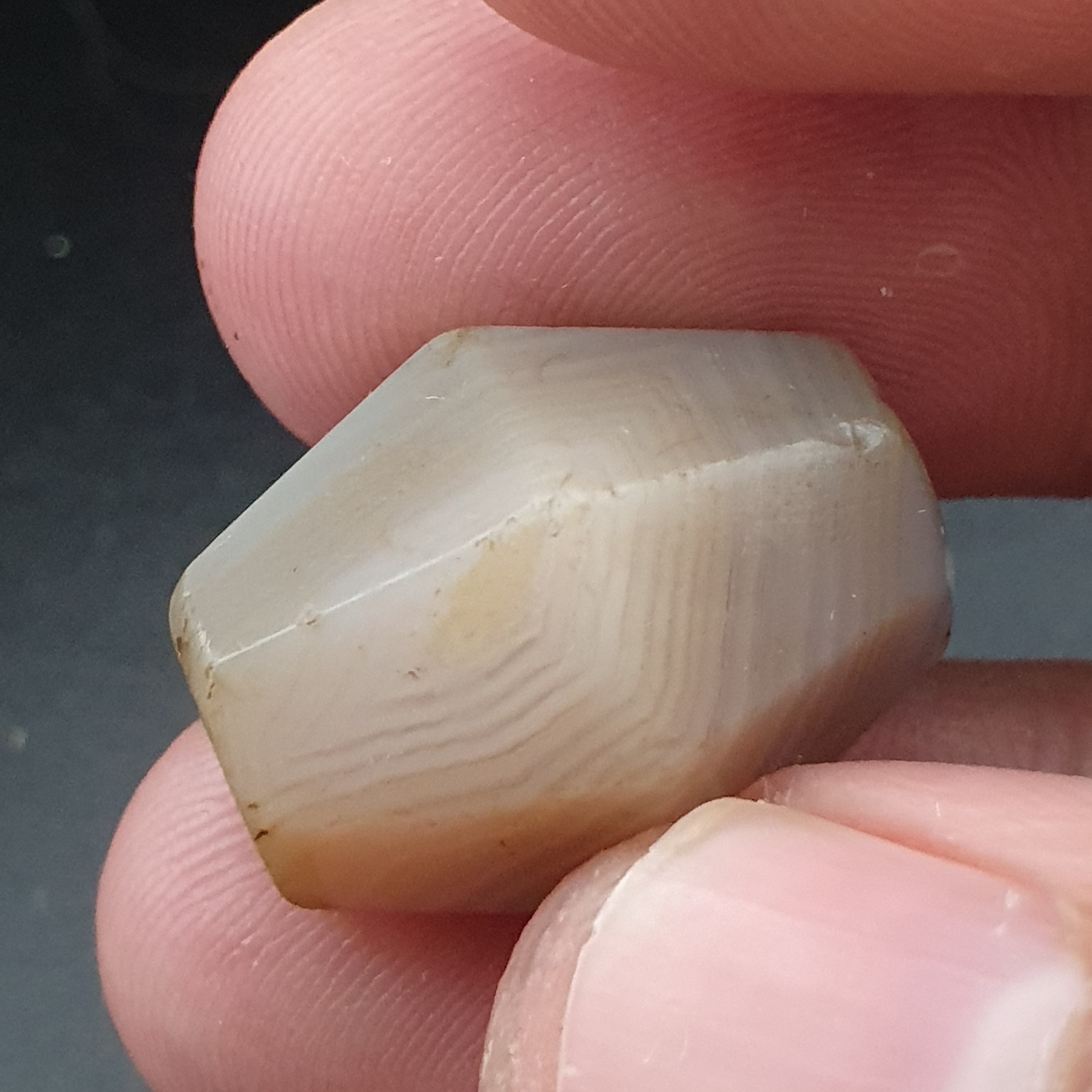 Ancient Natural Eye Pattern Suliemani Gray Agate Bead Amulet