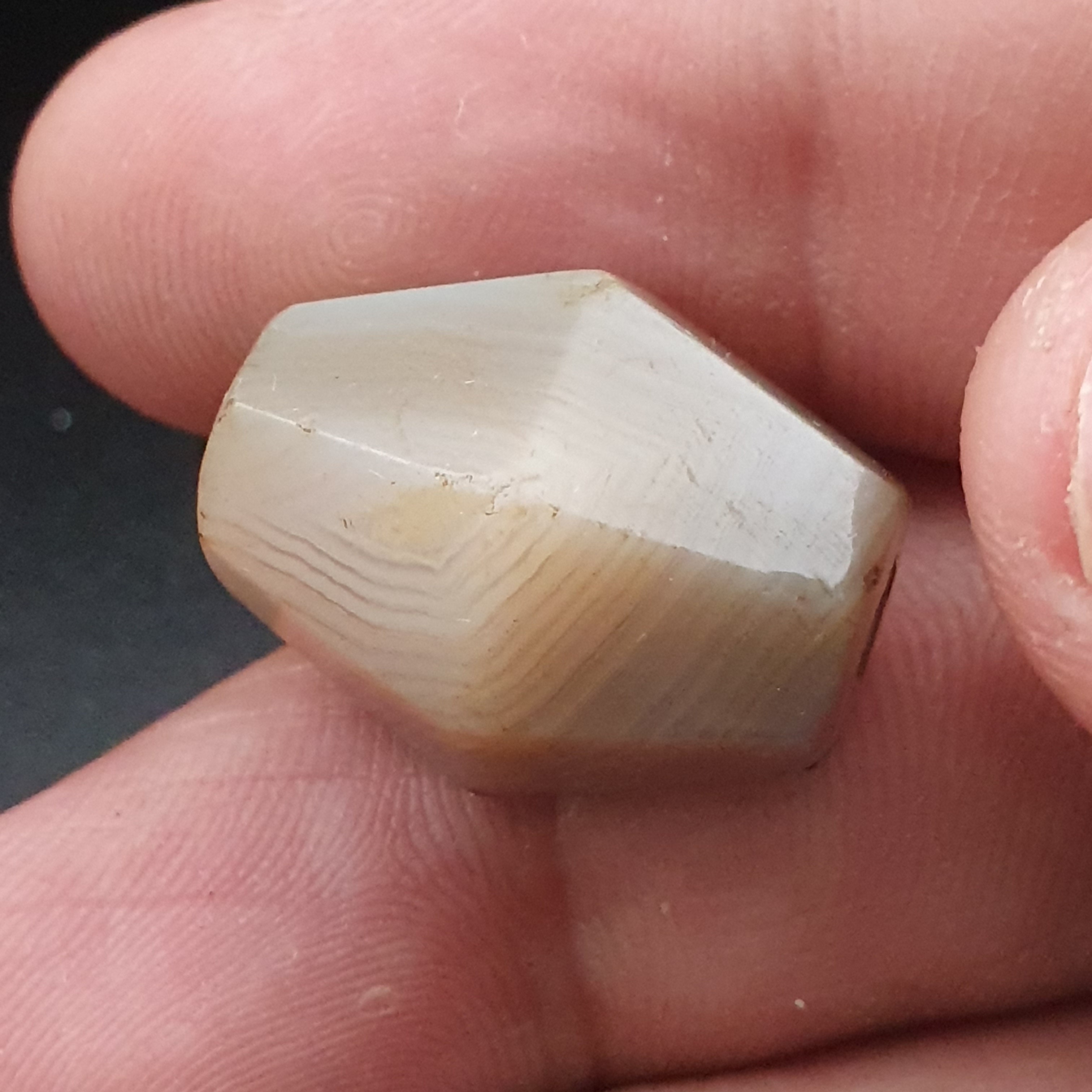 Ancient Natural Eye Pattern Suliemani Gray Agate Bead Amulet