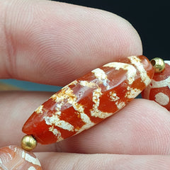 Amazing Red Agate Antique Tibetan Central Asian Etched Agate beads Necklace E10