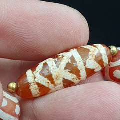 Amazing Red Agate Antique Tibetan Central Asian Etched Agate beads Necklace E10
