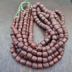 OLD African Antique Style Brown GLASS Vintage BEADs  Strand 8-10mm