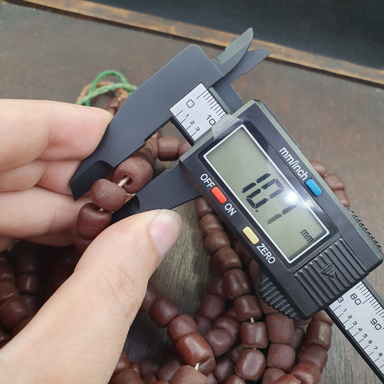 OLD African Antique Style Brown GLASS Vintage BEADs  Strand 8-10mm