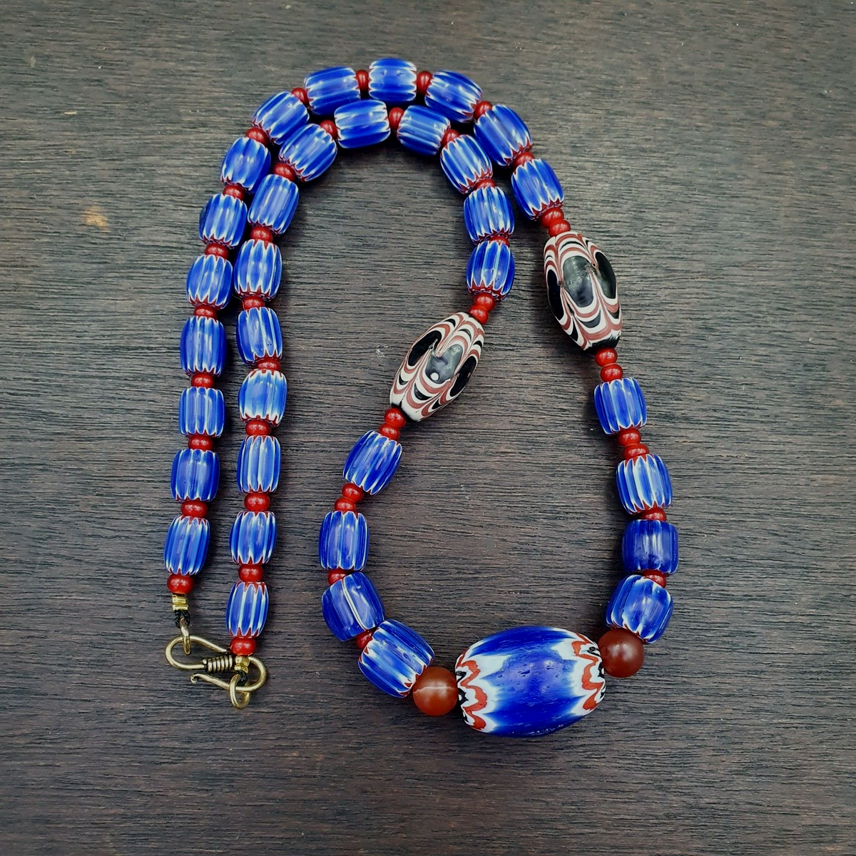 Vintage Six Layers Chevron Venetian Style Blue Chevron Beads Necklace BCN-2