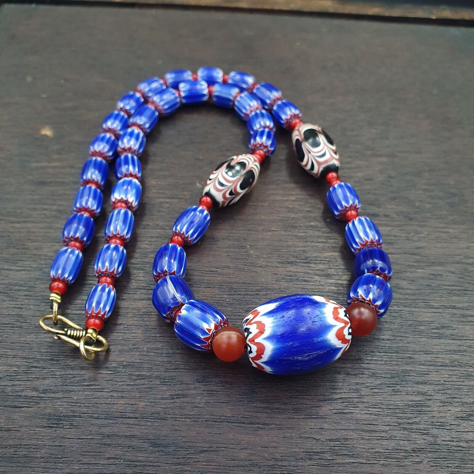 Vintage Six Layers Chevron Venetian Style Blue Chevron Beads Necklace BCN-2