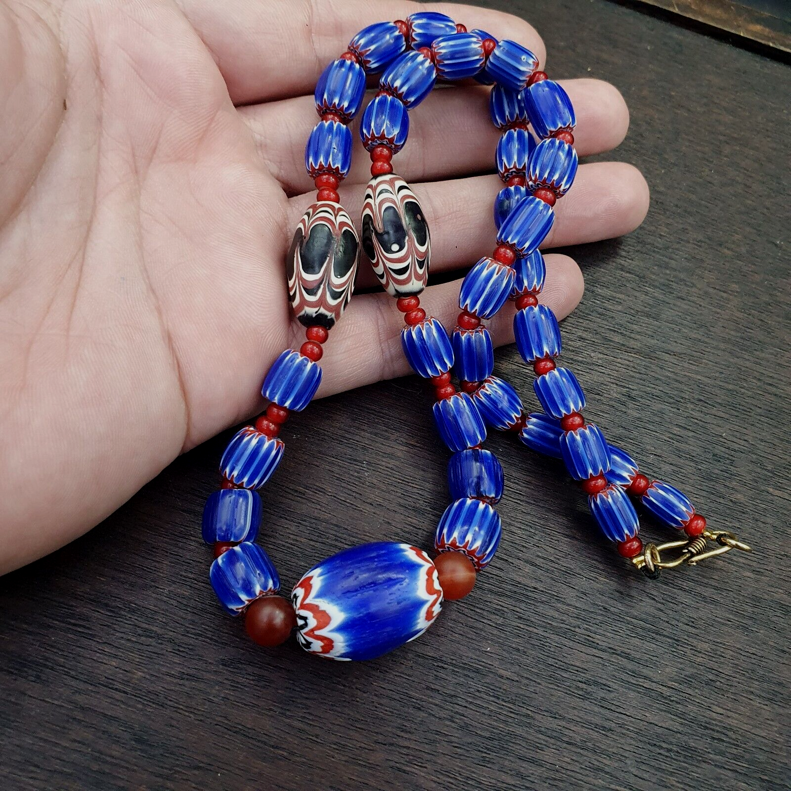 Vintage Six Layers Chevron Venetian Style Blue Chevron Beads Necklace BCN-2