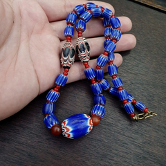 Vintage Six Layers Chevron Venetian Style Blue Chevron Beads Necklace BCN-2