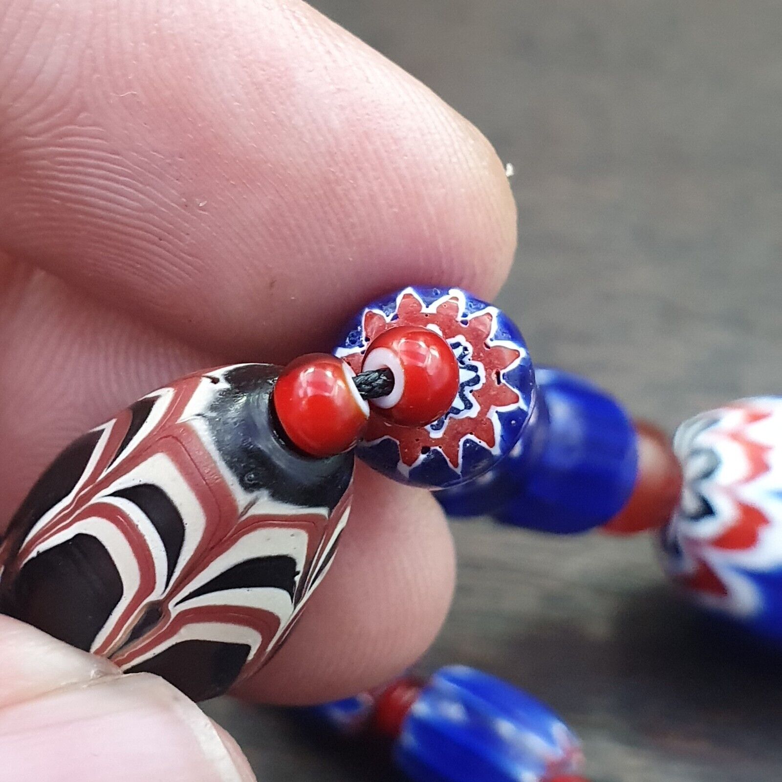 Vintage Six Layers Chevron Venetian Style Blue Chevron Beads Necklace BCN-2