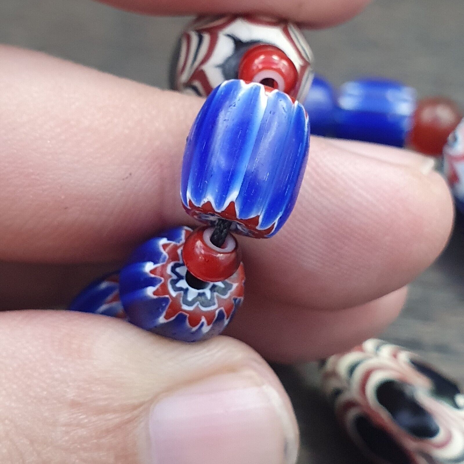 Vintage Six Layers Chevron Venetian Style Blue Chevron Beads Necklace BCN-2