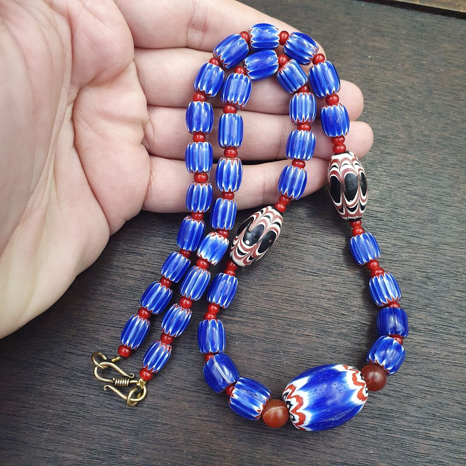 Vintage Six Layers Chevron Venetian Style Blue Chevron Beads Necklace BCN-2