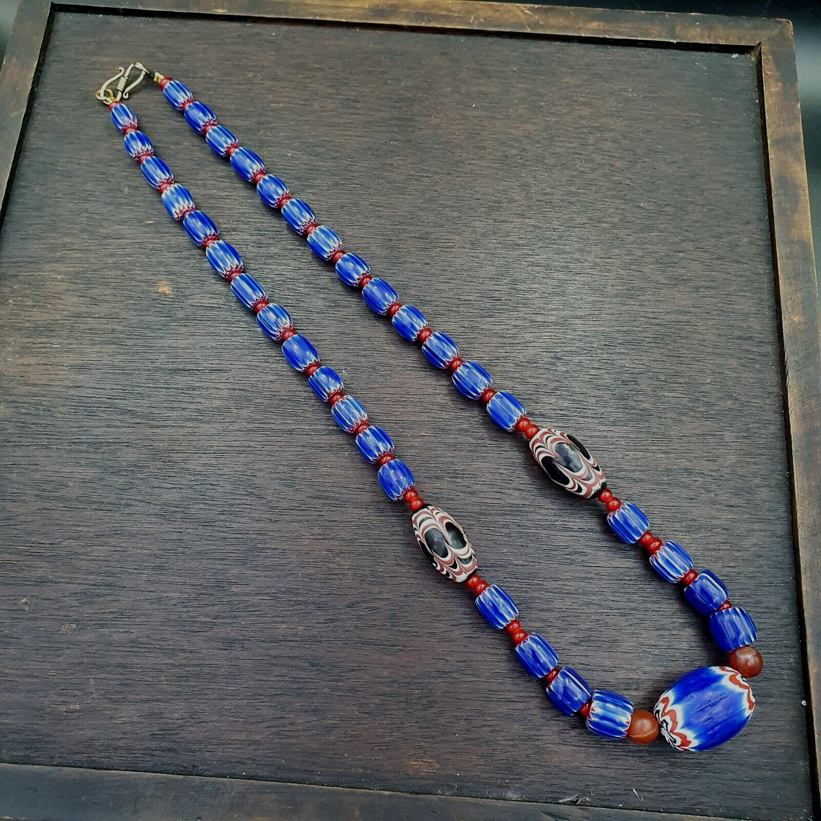 Vintage Six Layers Chevron Venetian Style Blue Chevron Beads Necklace BCN-2