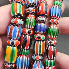 Vintage Venetian African style Chevron Beads Long Strand 8-12mm