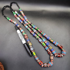 Vintage Venetian African style Chevron Beads Long Strand 8-12mm