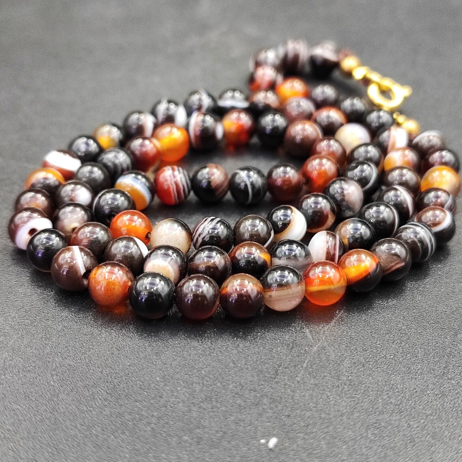 vintage Agate lucky Tibetan Himalayan 6mm Beads Necklace