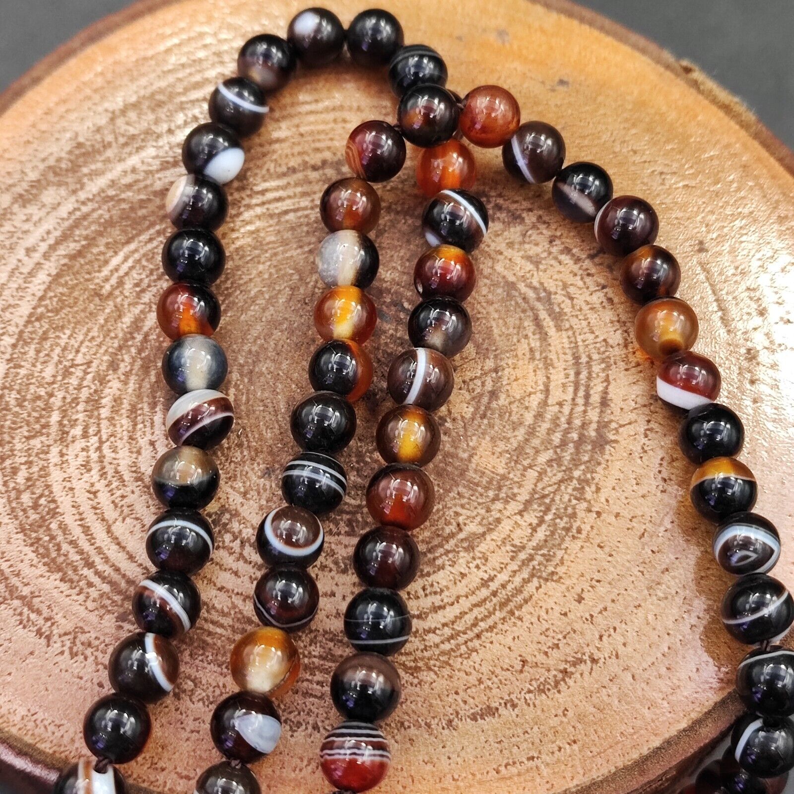 vintage Agate lucky Tibetan Himalayan 6mm Beads Necklace