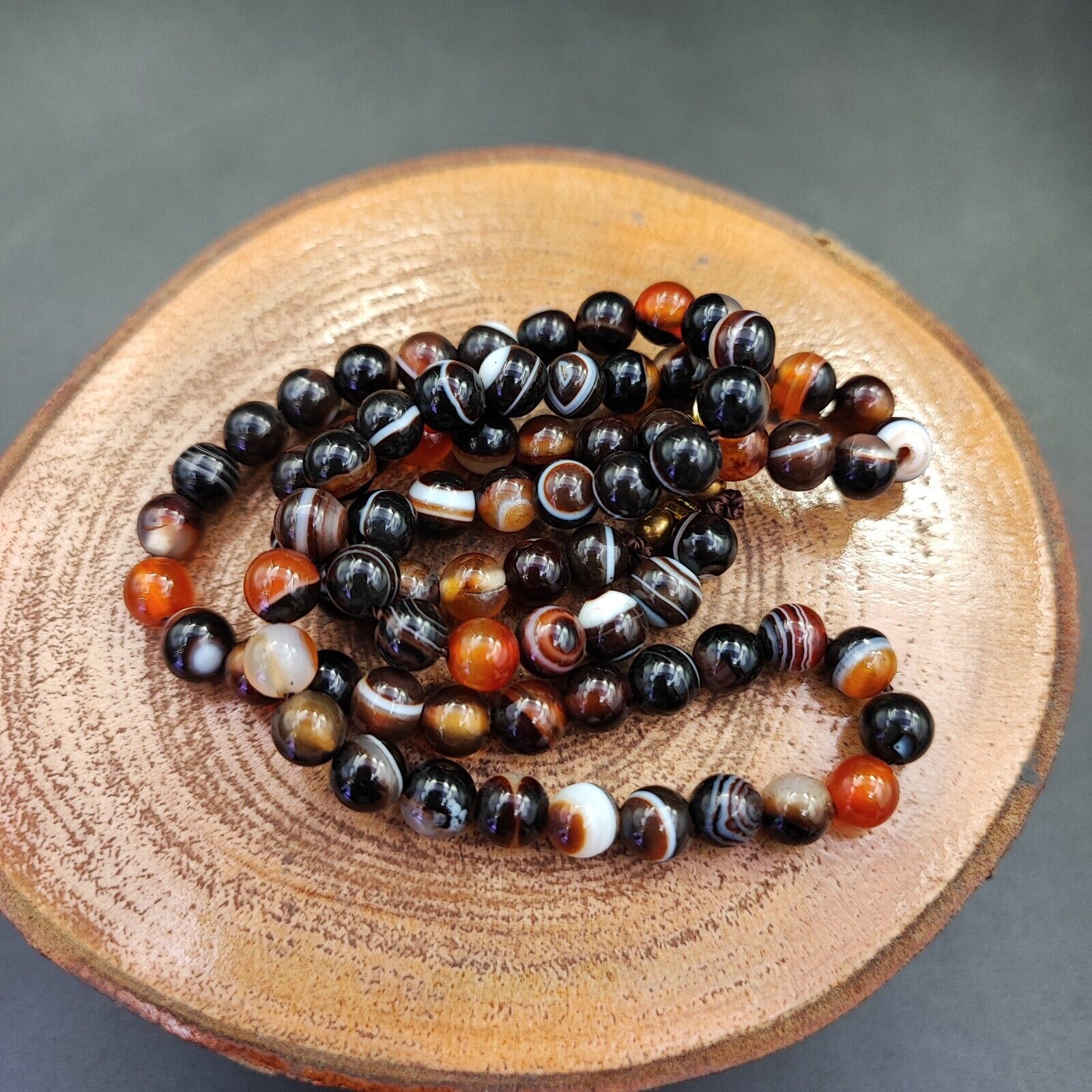 vintage Agate lucky Tibetan Himalayan 6mm Beads Necklace