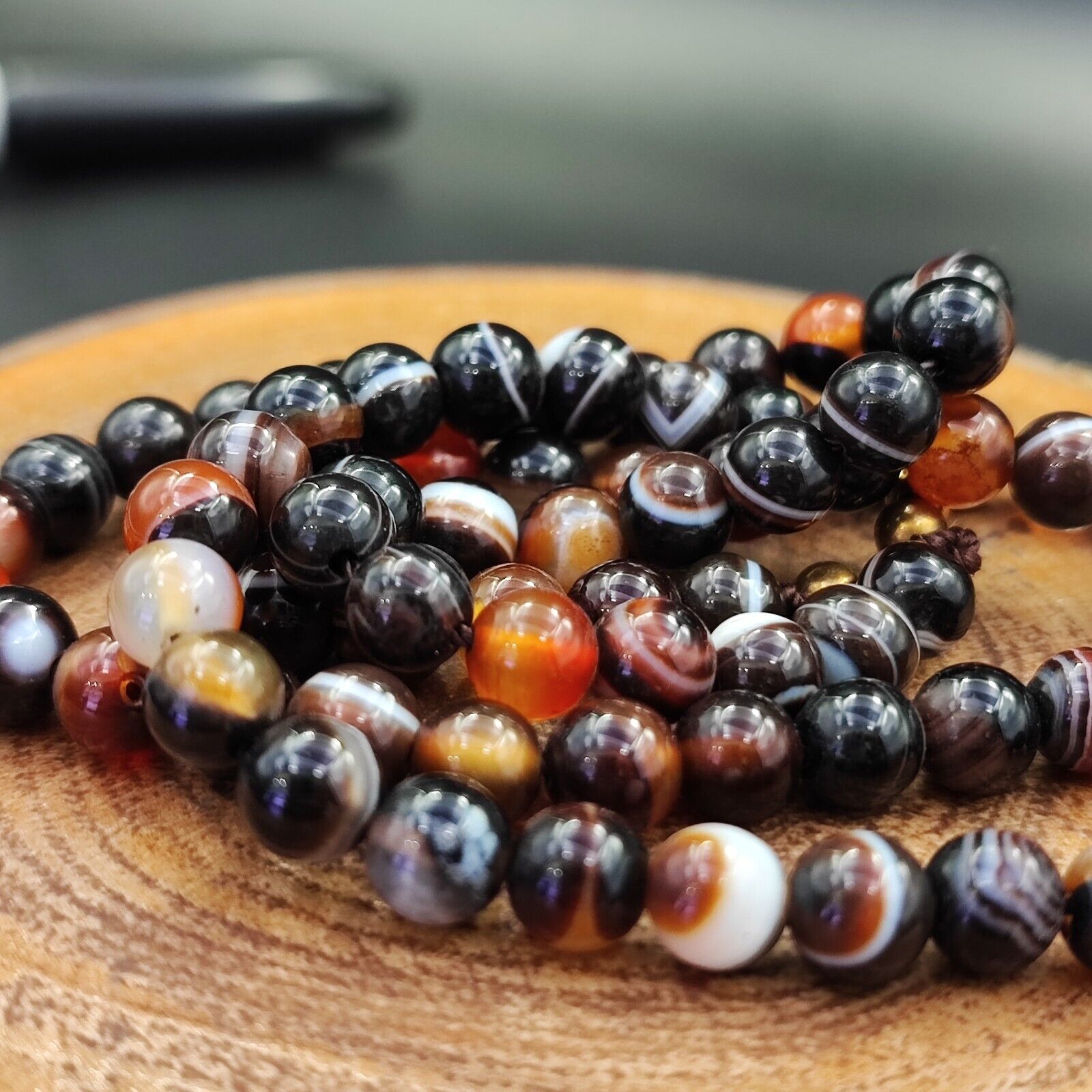 vintage Agate lucky Tibetan Himalayan 6mm Beads Necklace