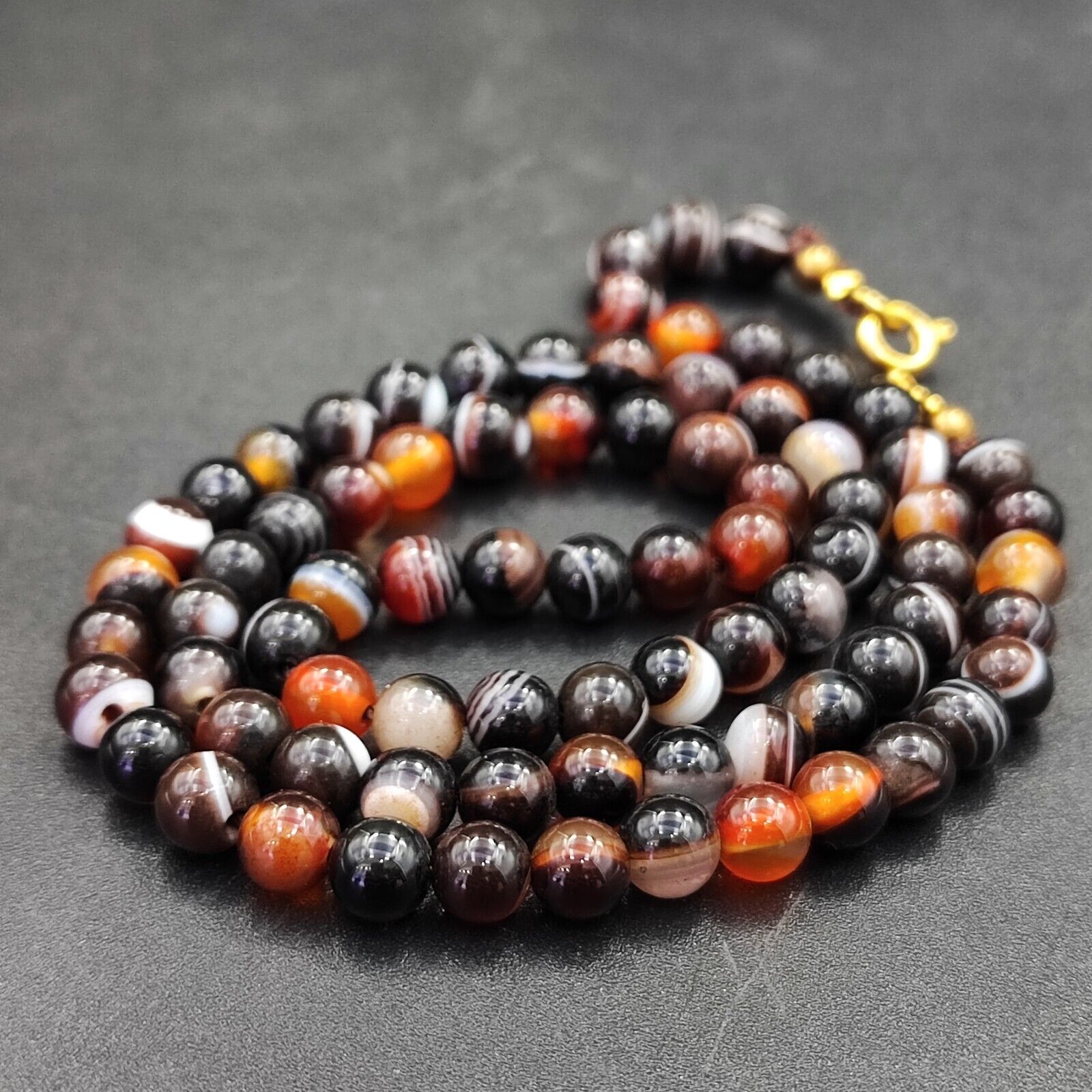 vintage Agate lucky Tibetan Himalayan 6mm Beads Necklace