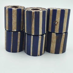 Antique Venetian Trade African Blue Glass Chevron Beads Lot 6 Beads