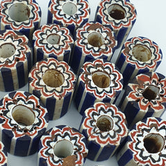 Antique style Venetian Trade African Blue Glass Chevron Beads Lot 22 Beads