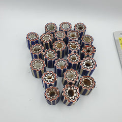 Antique style Venetian Trade African Blue Glass Chevron Beads Lot 22 Beads
