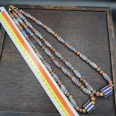 Vintage Fancy Aventurine Chevron Feather Venetian Style Beads | Necklace