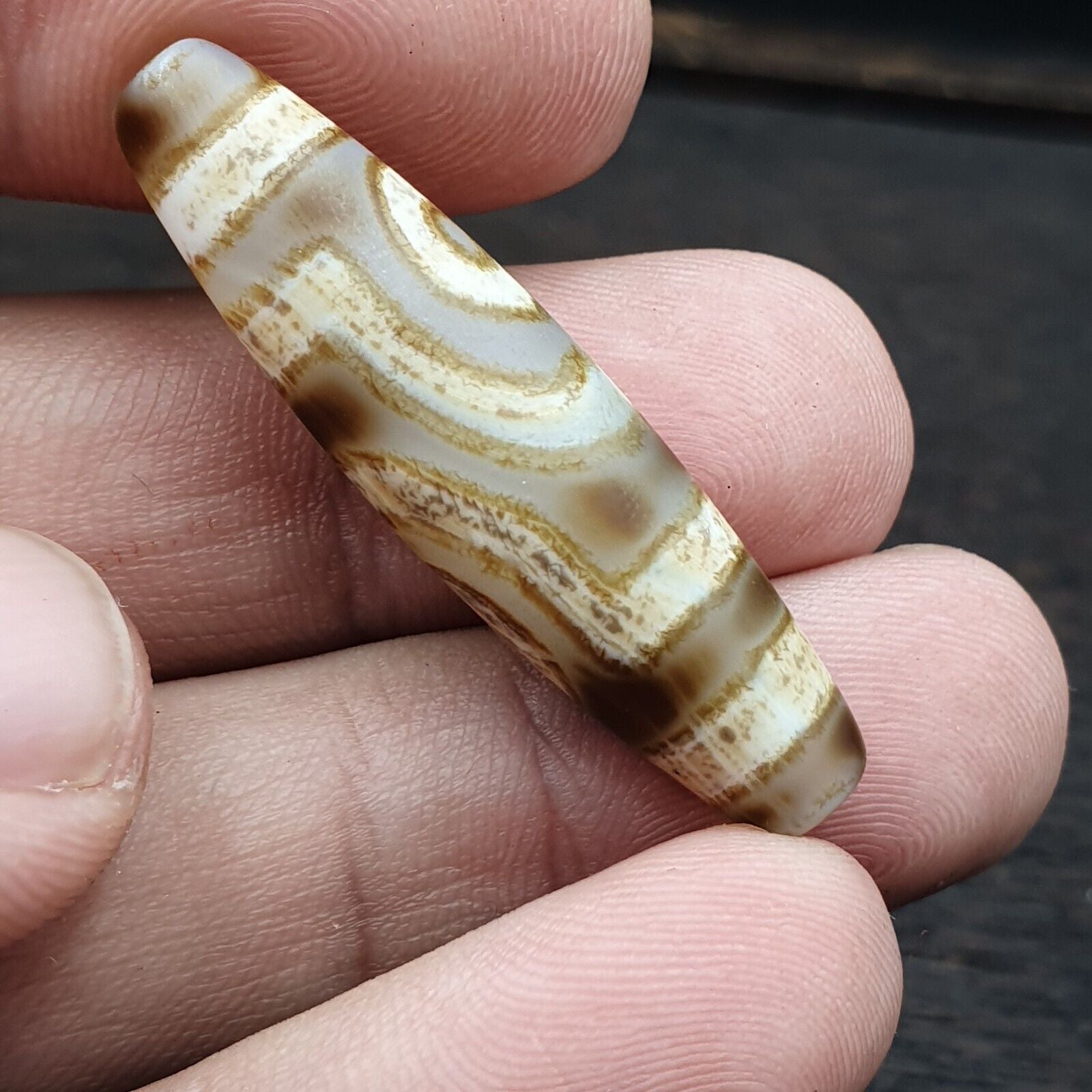 Vintage Eye BEAD Tibetan dzi bead old amulet Agate Tibet gzi pendant