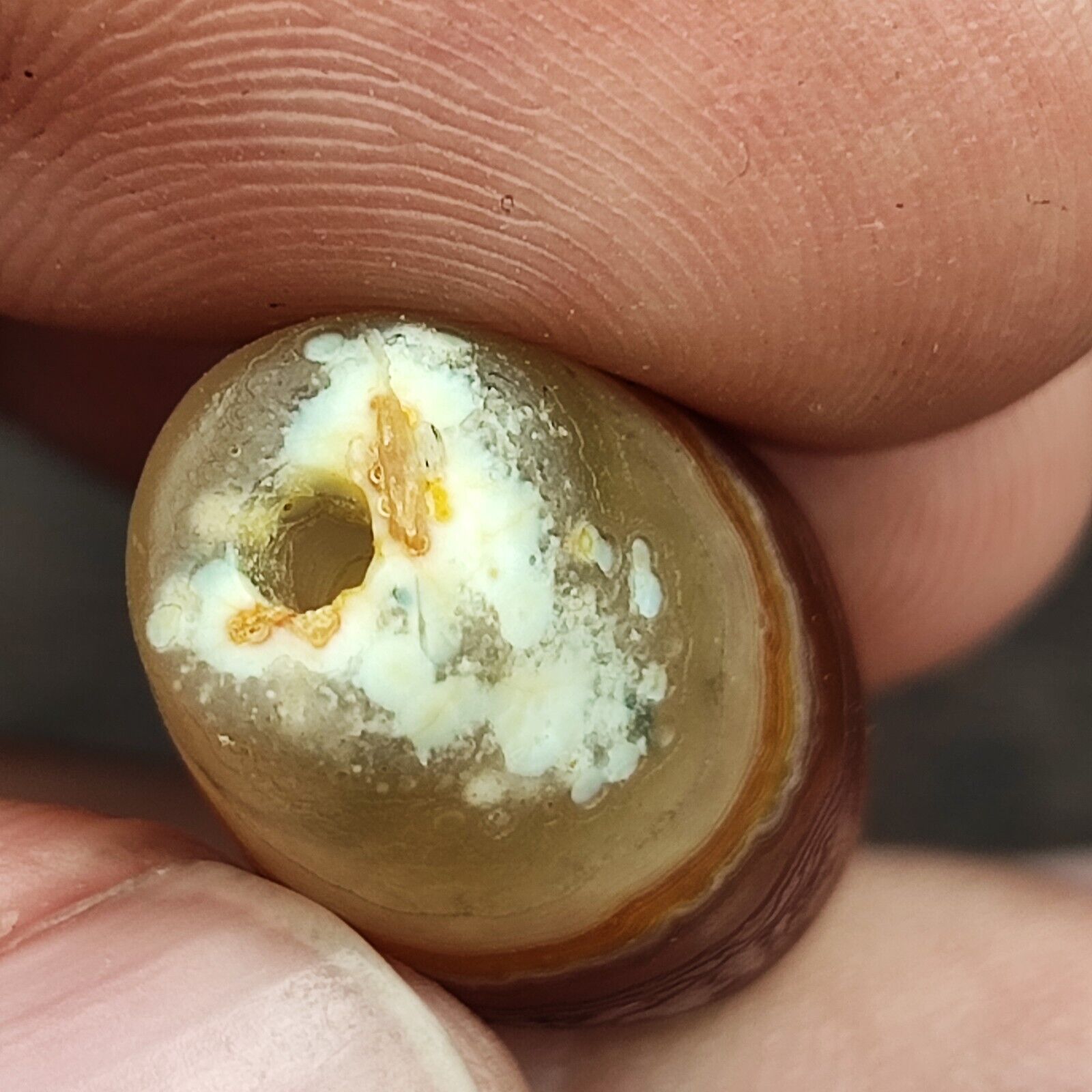 Antique Yemeni Old Eye Agate Middle Eastern Red, yellow Agate Bead -5Y