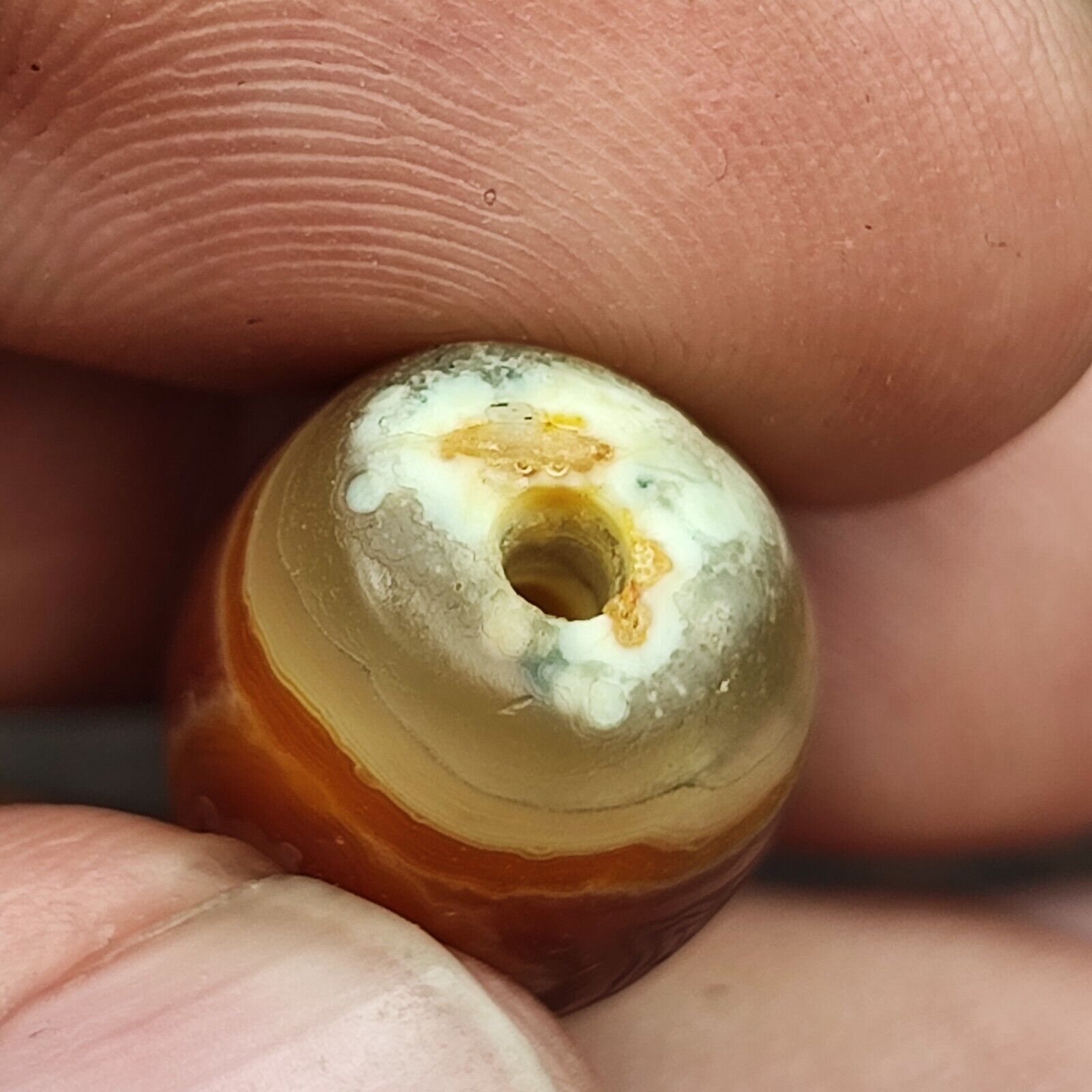 Antique Yemeni Old Eye Agate Middle Eastern Red, yellow Agate Bead -5Y