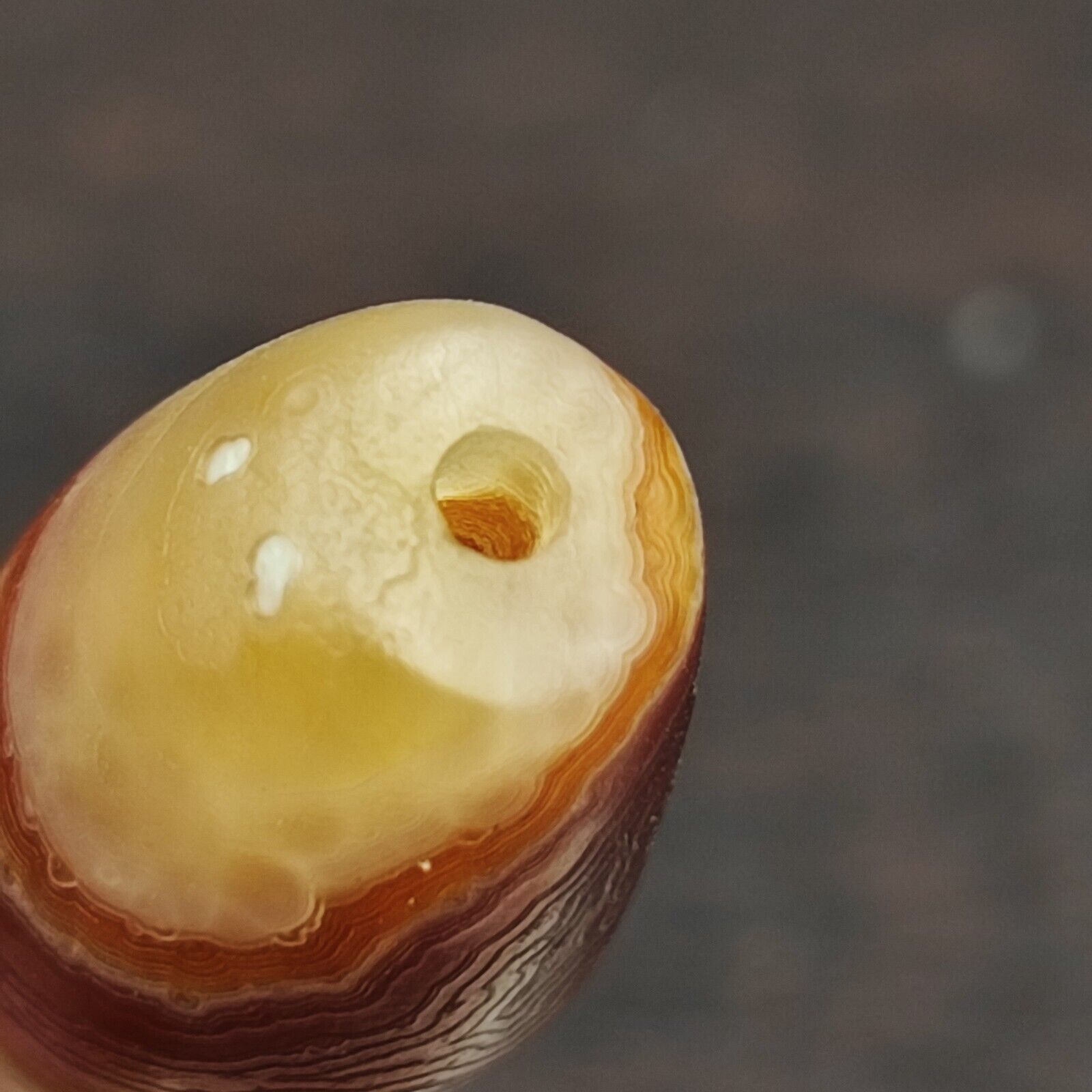 Antique Yemeni Old Eye Agate Middle Eastern Red, yellow Agate Bead -5Y
