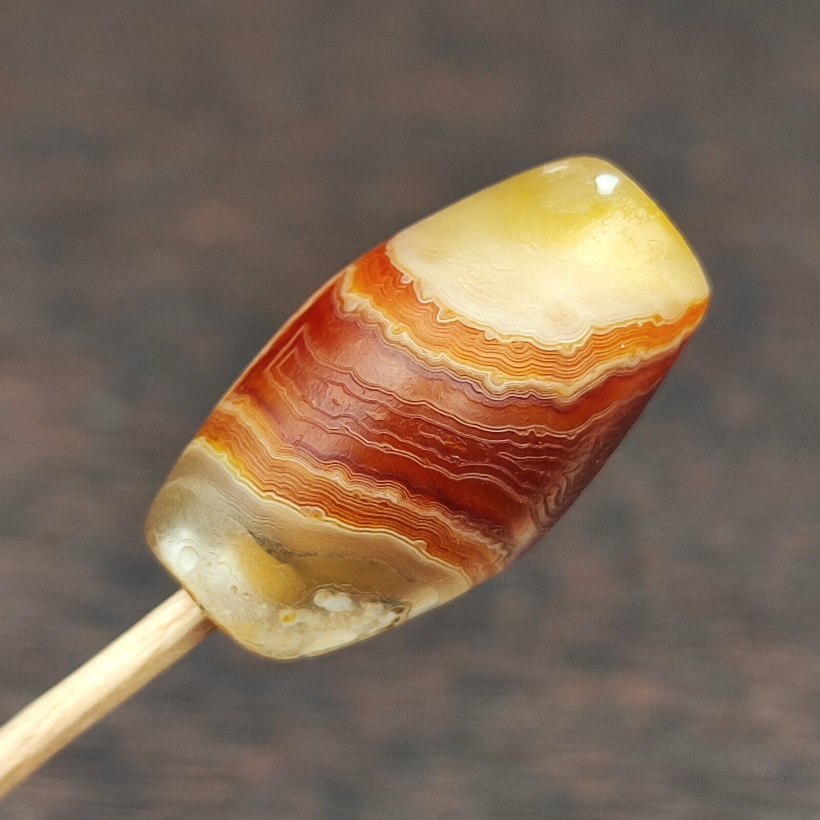 Antique Yemeni Old Eye Agate Middle Eastern Red, yellow Agate Bead -5Y