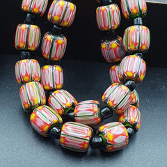 Vintage Very unique Pattern Glass Beads Necklace WDK-2