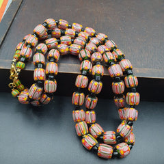 Vintage Very unique Pattern Glass Beads Necklace WDK-2