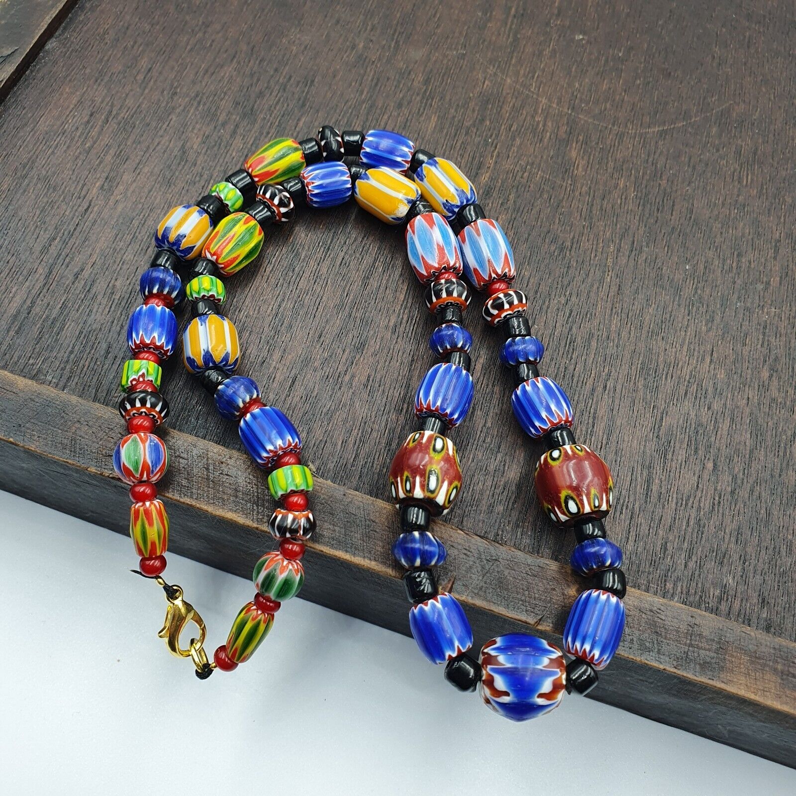 Harmony of Murano Mix Venetian Inspired Beadwork Chevron Beads Necklace NC-502